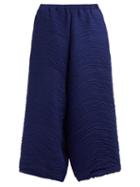 Matchesfashion.com Issey Miyake - Zigzag Stroke Wide Leg Pleated Trousers - Womens - Navy