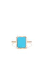 Persee - Octagon Diamond, Turquoise & 18kt Gold Ring - Womens - Yellow Gold
