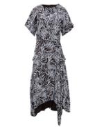 Matchesfashion.com Proenza Schouler - Asymmetric Zebra Print Crepe Dress - Womens - Blue Multi