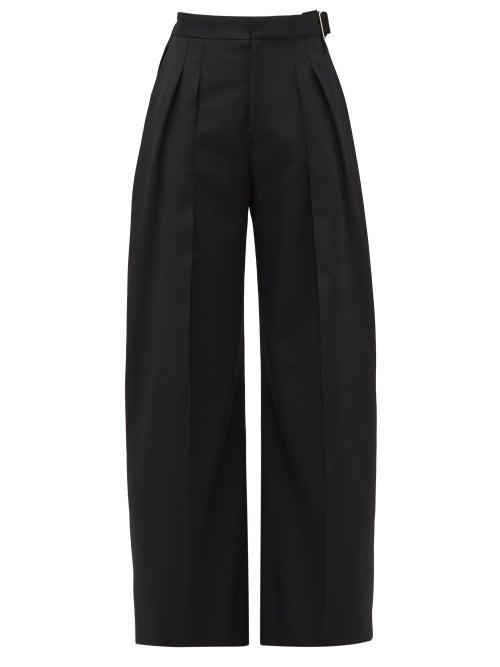 Matchesfashion.com Jw Anderson - Buckled Wool-twill Wide-leg Trousers - Womens - Black