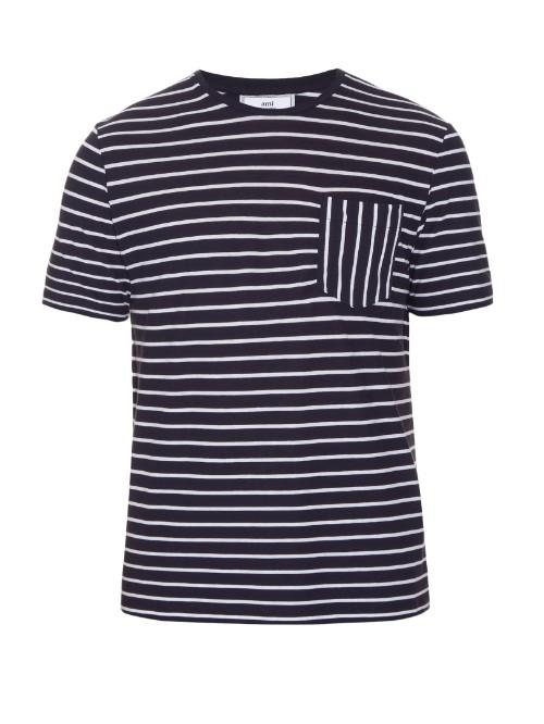 Ami Striped Cotton-jersey T-shirt