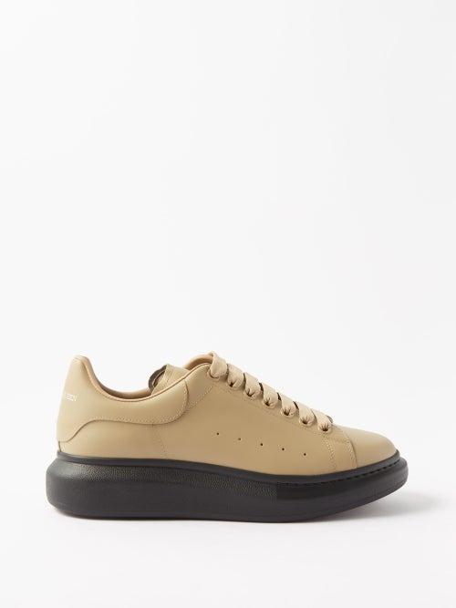Alexander Mcqueen - Oversized Raised-sole Leather Trainers - Mens - Beige Black