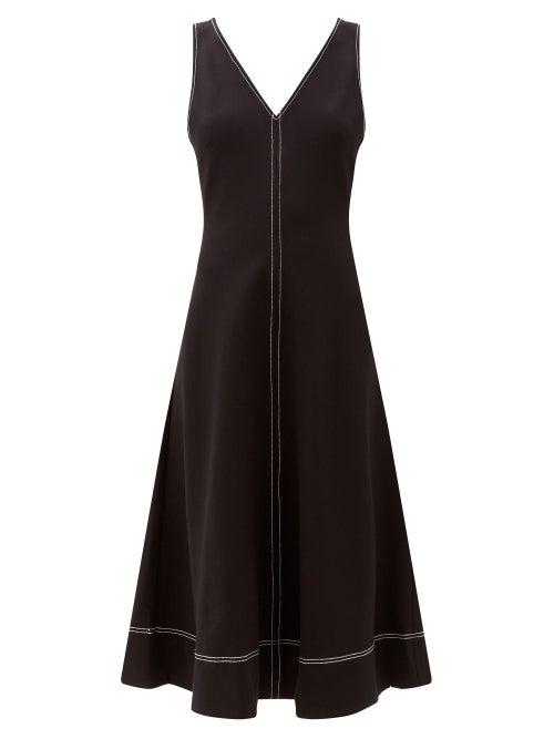 Matchesfashion.com Staud - Dew Topstitched Ponte De Roma Dress - Womens - Black