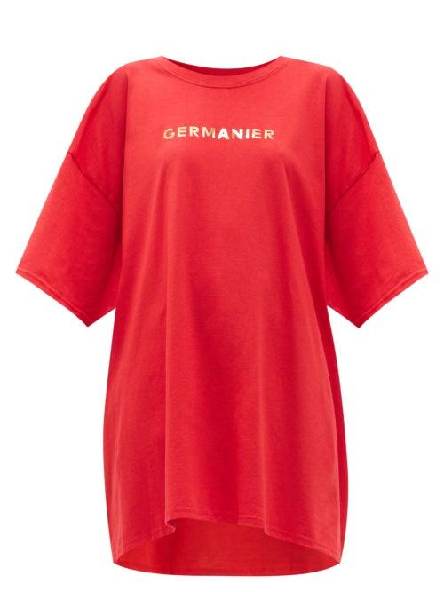 Matchesfashion.com Germanier - Oversized Logo-print Cotton-jersey T-shirt - Womens - Red