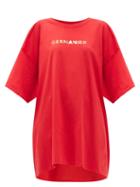Matchesfashion.com Germanier - Oversized Logo-print Cotton-jersey T-shirt - Womens - Red
