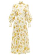 Matchesfashion.com The Vampire's Wife - The Dhalia Liberty-print Cotton-poplin Dress - Womens - Yellow White
