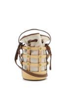 Matchesfashion.com Fabrizio Viti - Miss Daisy Raffia And Canvas Bucket Bag - Womens - Beige Multi