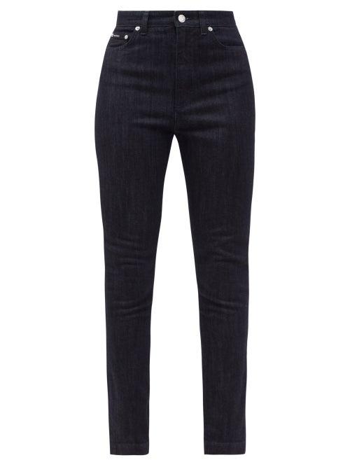 Matchesfashion.com Dolce & Gabbana - Logo-plaque High-rise Slim-leg Jeans - Womens - Denim