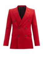 Matchesfashion.com Ami - Double-breasted Virgin-wool Serge Suit Jacket - Mens - Red