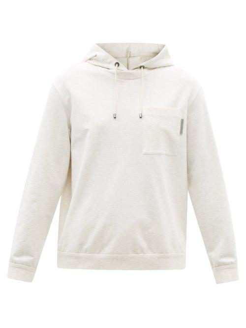 Ladies Rtw Brunello Cucinelli - Cotton-blend Jersey Hooded Sweatshirt - Womens - Light Beige
