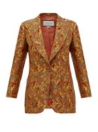 Matchesfashion.com Gucci - Floral And Gg Single-breasted Blazer - Womens - Beige Multi