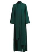 Matchesfashion.com Carolina Herrera - Tie Neck Flared Sleeve Silk Gown - Womens - Green