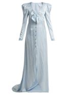 Matchesfashion.com Rebecca De Ravenel - Cheeta Print Silk Satin Gown - Womens - Blue Print