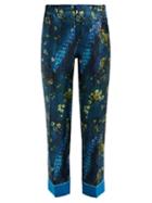 Matchesfashion.com F.r.s - For Restless Sleepers - Etere Peacock Print Silk Trousers - Womens - Blue Multi
