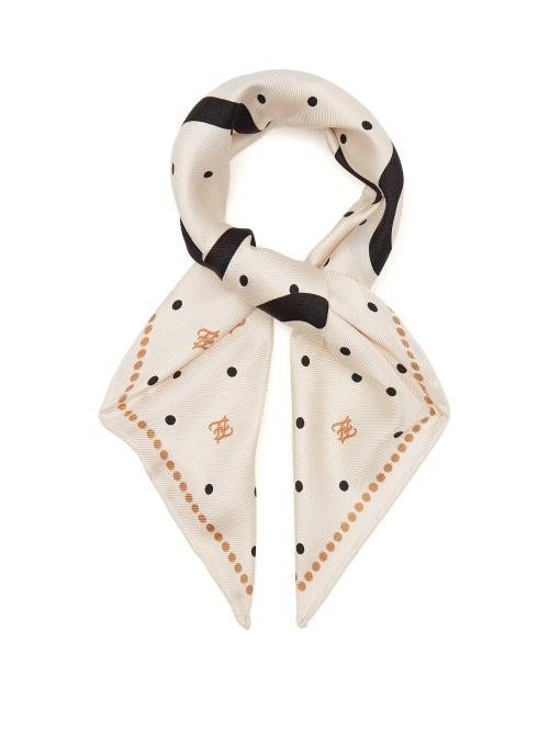Fendi - Logo-print Silk-twill Scarf - Womens - Cream Multi