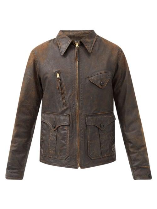 Mens Rtw Rrl - Emsworth Leather Jacket - Mens - Brown