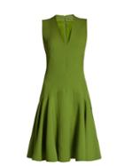Matchesfashion.com Alexander Mcqueen - V Neck Wool Blend Sleeveless Dress - Womens - Green