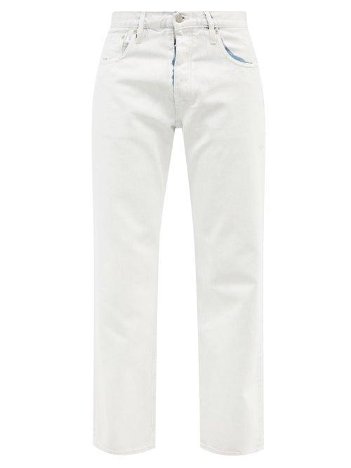 Maison Margiela - Painted Cropped Straight-leg Jeans - Mens - White