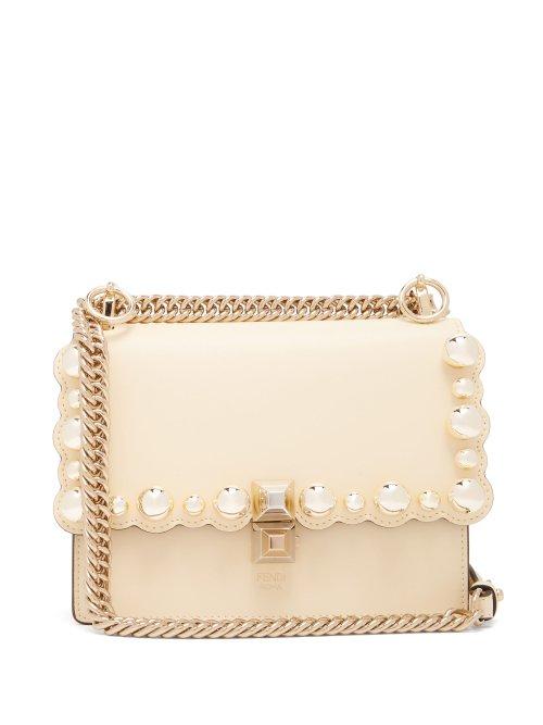 Matchesfashion.com Fendi - Kan I Scallop Edge Shoulder Bag - Womens - Light Yellow