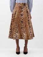 Carolina Herrera - Aline Leopard-print Cotton-blend Midi Skirt - Womens - Multi Leopard