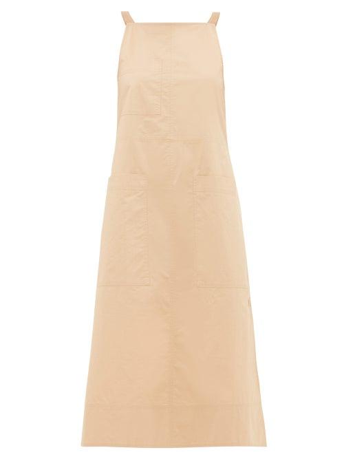 Matchesfashion.com Lee Mathews - Workroom Patch-pocket Side-slit Cotton Dress - Womens - Camel