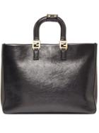 Matchesfashion.com Fendi - Ff Large Grained-leather Tote Bag - Womens - Black