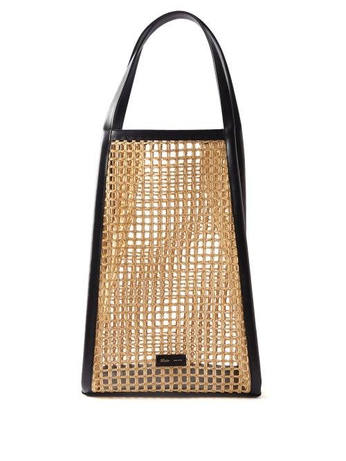 Khaite - June Raffia-mesh And Leather Tote Bag - Womens - Beige Multi