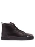 Matchesfashion.com Christian Louboutin - Louis Spike Embellished High Top Trainers - Mens - Black Silver