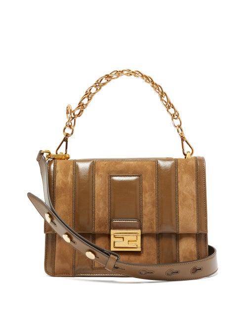 Matchesfashion.com Fendi - Kan U Medium Leather And Suede Cross Body Bag - Womens - Tan
