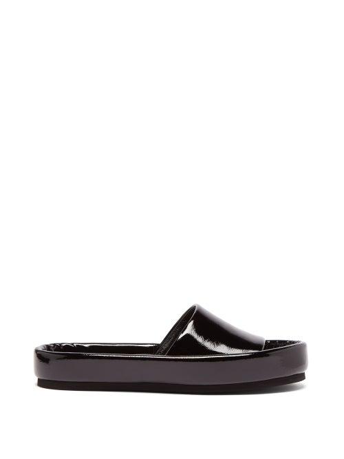 Khaite - Venice Patent-leather Slides - Womens - Black