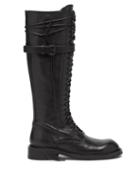 Matchesfashion.com Ann Demeulemeester - Wraparound-lace Leather Knee-high Boots - Womens - Black