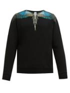 Matchesfashion.com Marcelo Burlon - Wings Print Cotton Sweatshirt - Mens - Black Blue