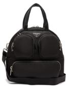 Matchesfashion.com Prada - Logo Plaque Zipped Pocket Nylon Shoulder Bag - Womens - Black