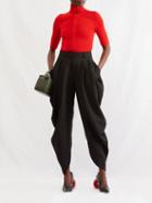 Loewe - Diagonal Draped Wool Trousers - Womens - Black