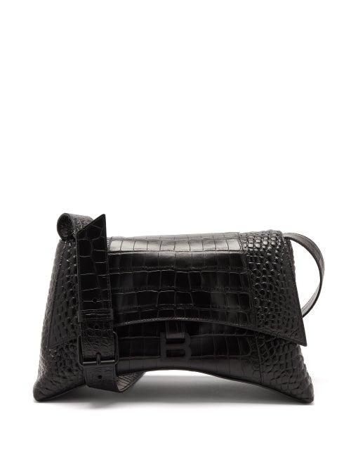 Balenciaga - Hourglass M Crocodile-effect Cross-body Bag - Womens - Black