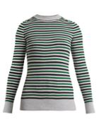 Matchesfashion.com Joostricot - Crew Neck Striped Cotton Blend Sweater - Womens - Green Multi
