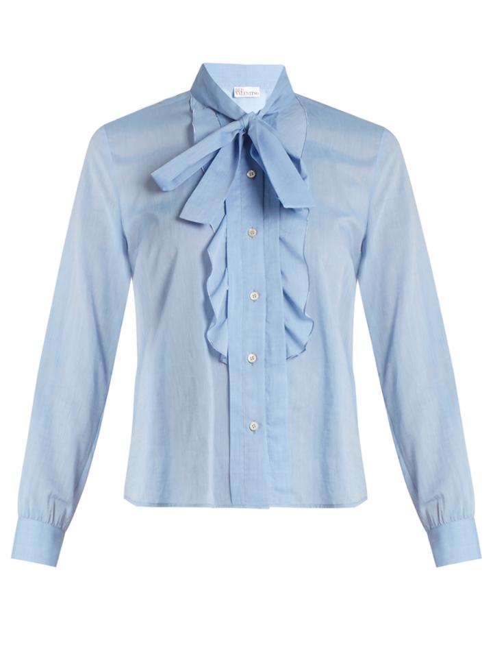 Redvalentino Tie-neck Cotton-voile Shirt