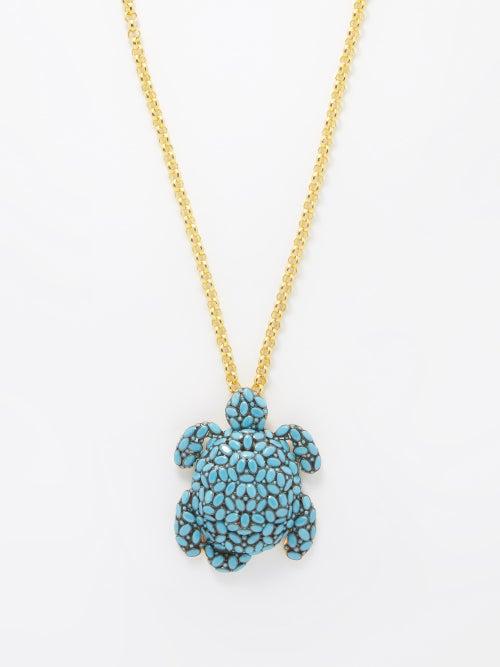 Begm Khan - Turtle 24kt Gold-plated Necklace - Womens - Turquoise