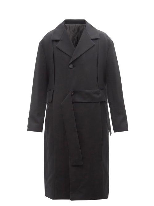 Wooyoungmi - Belted Wool-twill Overcoat - Mens - Black