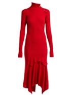 Matchesfashion.com Stella Mccartney - Handkerchief Hem Ribbed Knit Dress - Womens - Red