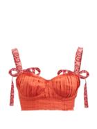 Le Sirenuse, Positano - Dalia Calypso Tie-shoulder Linen Cropped Top - Womens - Red