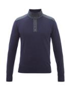 Belstaff - High-neck Quilted-shell And Wool Sweater - Mens - Navy