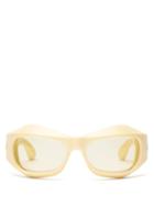 Matchesfashion.com Bottega Veneta - Oval Acetate Sunglasses - Womens - Cream