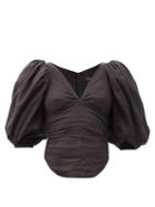 Matchesfashion.com Isabel Marant - Jaylee Puffed-sleeve Ramie Top - Womens - Black