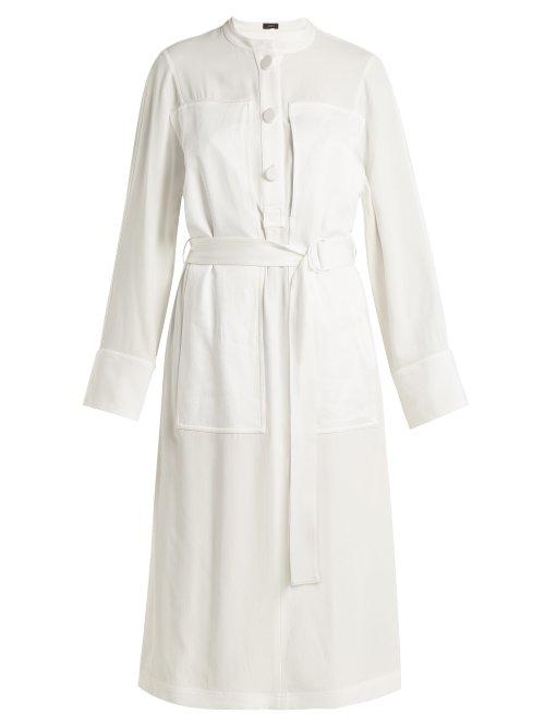 Matchesfashion.com Joseph - Fort Exaggerated Panel Satin Crepe Dress - Womens - White