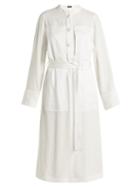 Matchesfashion.com Joseph - Fort Exaggerated Panel Satin Crepe Dress - Womens - White