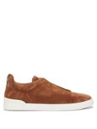 Ermenegildo Zegna - Triple Stitch Suede Trainers - Mens - Brown