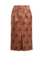 Matchesfashion.com Brock Collection - Sorrel Floral Print Satin Pencil Skirt - Womens - Brown