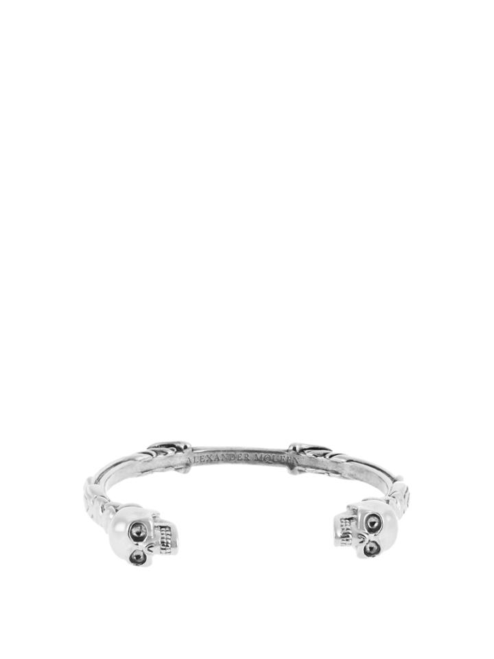 Alexander Mcqueen Textured Double Skull Cuff