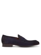 Matchesfashion.com Santoni - Suede Penny Loafers - Mens - Navy